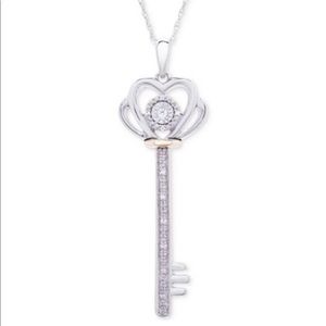 🆕⬇️Diamond Accent Two-Tone Key Pendant Necklace